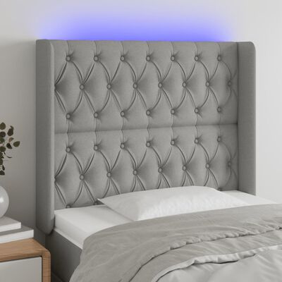 vidaXL Tête de lit à LED Gris clair 93x16x118/128 cm Tissu