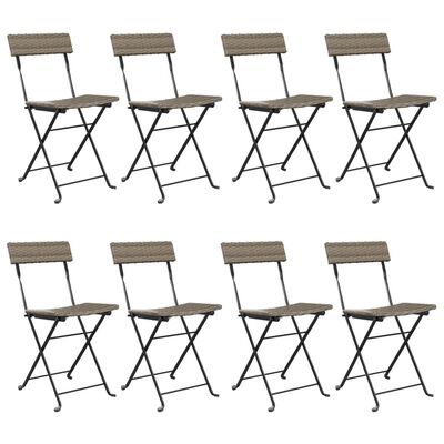 vidaXL Chaises de bistrot pliantes lot de 8 Gris Résine tressée acier