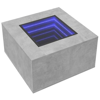 vidaXL Table basse avec LED gris béton 60x60x40 cm bois d'ingénierie