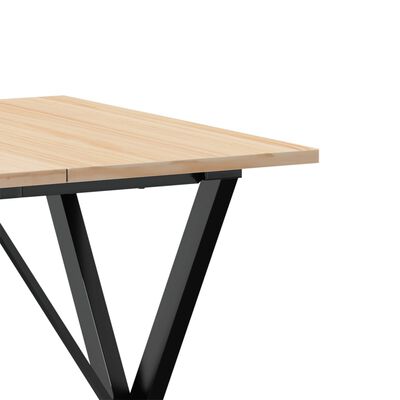 vidaXL Table à manger cadre en X 60x60x75 cm bois de pin massif fonte