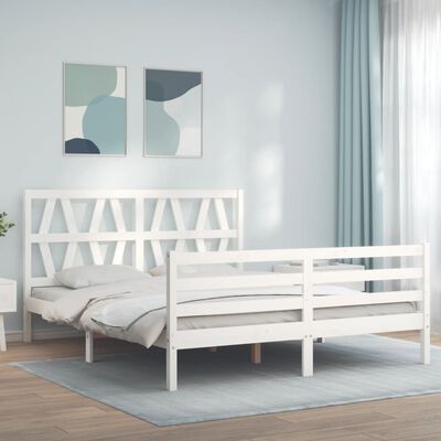 vidaXL Cadre de lit sans matelas blanc bois de pin massif