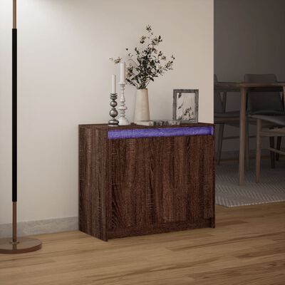 vidaXL Buffet avec LED chêne marron 72x34x61 cm bois d'ingénierie