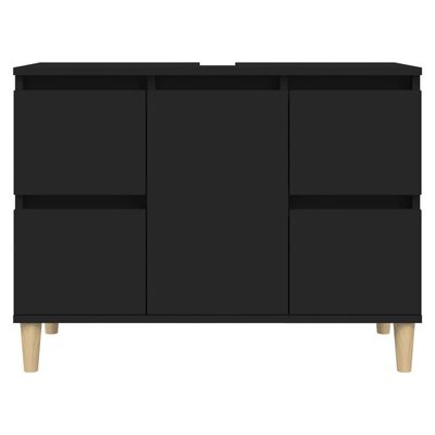 vidaXL Meuble d'évier noir 80x33x60 cm bois d'ingénierie