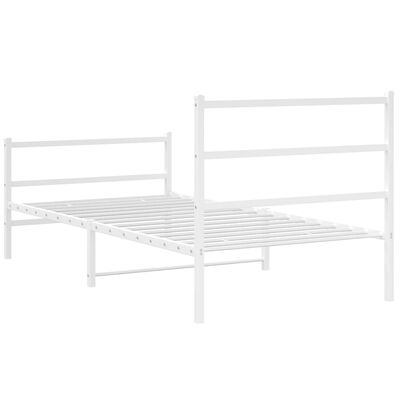 vidaXL Cadre de lit métal sans matelas et pied de lit blanc 100x200 cm