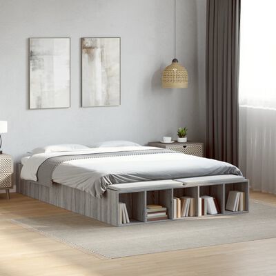 vidaXL Cadre de lit sans matelas sonoma gris 140x190 cm