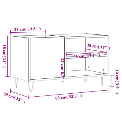 vidaXL Armoire à disques noir 85x38x48 cm bois d'ingénierie