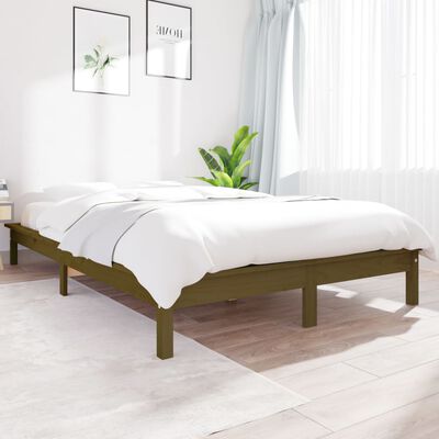 vidaXL Cadre de lit Marron miel 140x200 cm Bois de pin massif