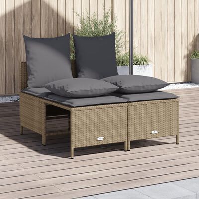 vidaXL Salon de jardin avec coussins 4 pcs beige résine tressée