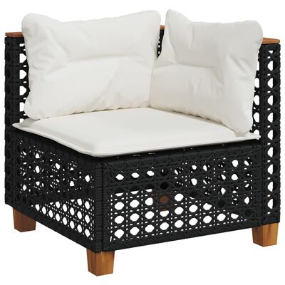 vidaXL Salon de jardin 11 pcs avec coussins noir résine tressée