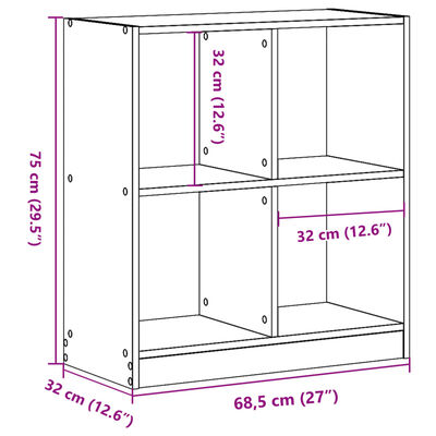 vidaXL Bibliothèque gris béton 68,5x32x75 cm bois d'ingénierie