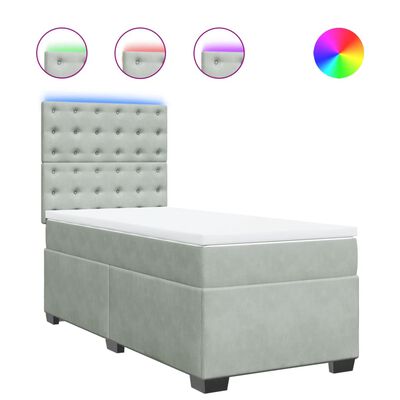 vidaXL Sommier à lattes de lit et matelas Gris clair 90x200 cm Velours