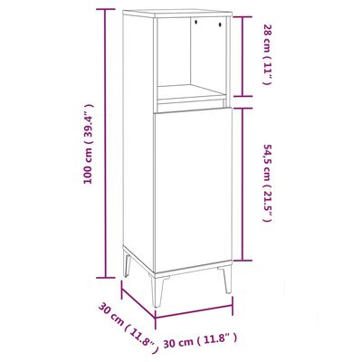 vidaXL Armoire de salle de bain blanc 30x30x100 cm bois d'ingénierie