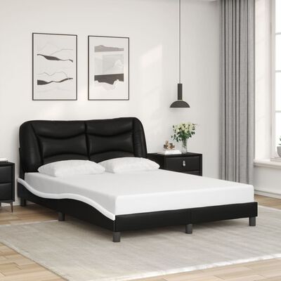 vidaXL Cadre de lit sans matelas noir et blanc 140x200 cm similicuir