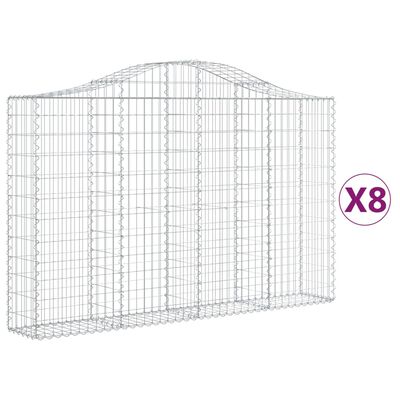 vidaXL Paniers à gabions arqués 8 pcs 200x30x120/140 cm Fer galvanisé