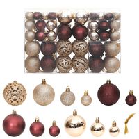 vidaXL Boules de Noël 100 pcs champagne et marron 3 / 4 / 6 cm