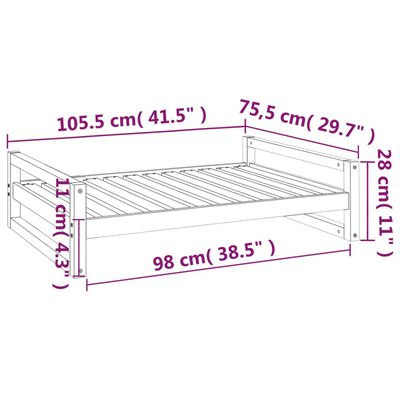 vidaXL Lit pour chien Noir 105,5x75,5x28 cm Bois de pin solide