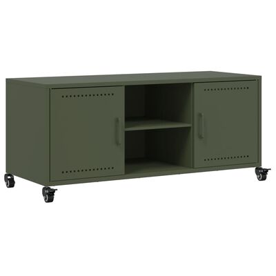 vidaXL Meuble TV vert olive 100,5x39x43,5 cm acier