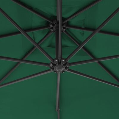 vidaXL Parasol de jardin en porte-à-faux avec mât en acier vert