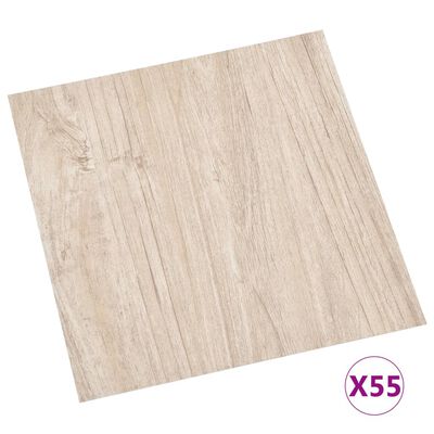 vidaXL Dalles de plancher autoadhésives 55pcs PVC 5,11 m² marron clair