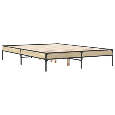 vidaXL Cadre de lit chêne sonoma 120x190 cm bois d'ingénierie et métal