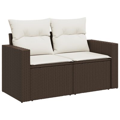 vidaXL Salon de jardin avec coussins 7 pcs marron résine tressée