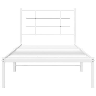 vidaXL Cadre de lit métal sans matelas avec tête de lit blanc 90x190cm