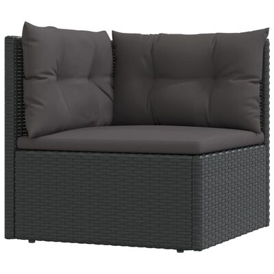 vidaXL Salon de jardin 9 pcs avec coussins Noir Résine tressée