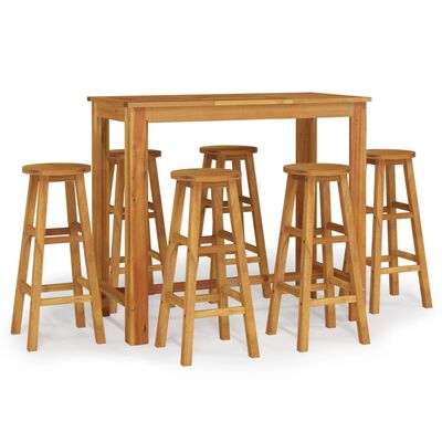 vidaXL Ensemble de bar de jardin 7 pcs bois d'acacia solide