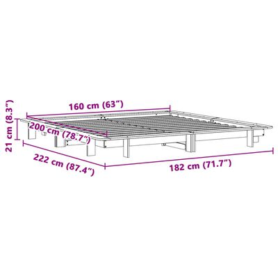 vidaXL Cadre de lit sans matelas cire marron 160x200cm bois pin massif