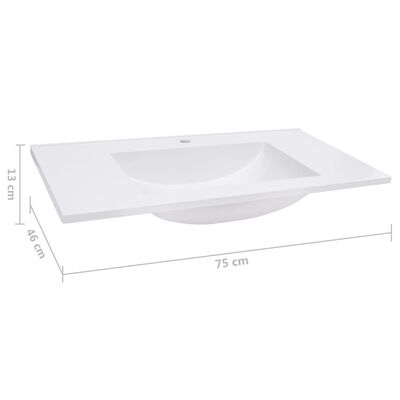 vidaXL Lavabo encastré 750x460x130 mm SMC Blanc