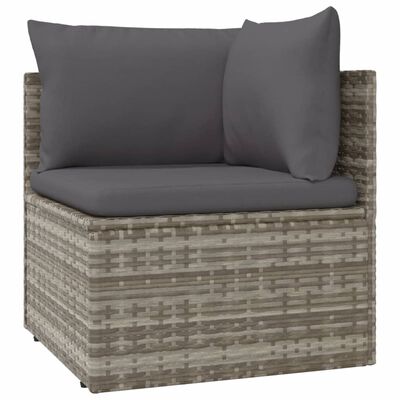 vidaXL Salon de jardin 10 pcs avec coussins Gris Résine tressée