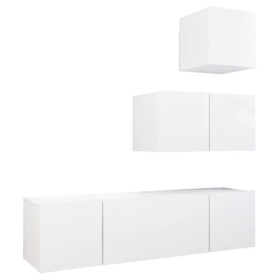 vidaXL Ensemble de meubles TV 4 pcs Blanc Bois d'ingénierie