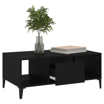 vidaXL Table basse Noir 90x50x36,5 cm Bois d'ingénierie