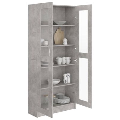 vidaXL Armoire à vitrine Gris béton 82,5x30,5x185,5 cm Bois ingénierie