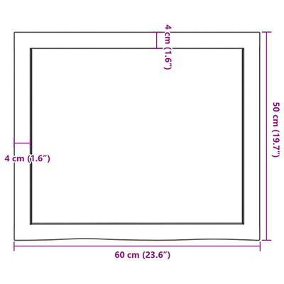 vidaXL Comptoir de salle de bain 60x50x(2-4) cm bois massif non traité