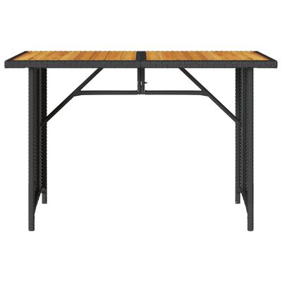 vidaXL Table de jardin et dessus en bois noir 110x68x70 cm poly rotin