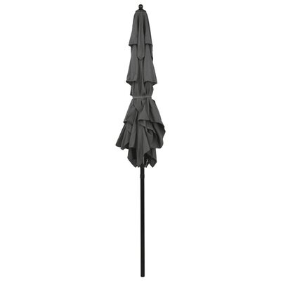 vidaXL Parasol à 3 niveaux avec mât en aluminium Anthracite 2x2 m