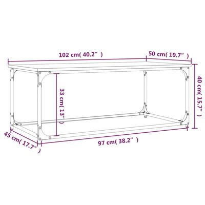 vidaXL Table basse Chêne sonoma 102x50x40 cm Bois d'ingénierie et fer