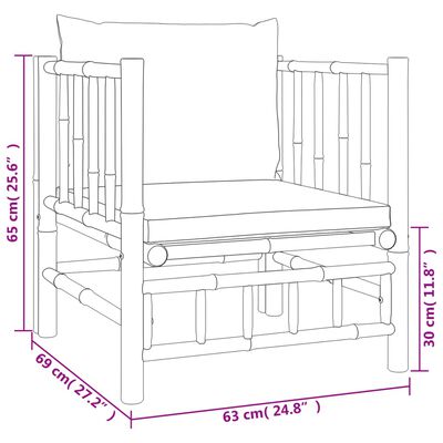 vidaXL Salon de jardin 12 pcs avec coussins blanc crème bambou