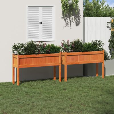 vidaXL Jardinières 2 pcs avec pieds cire marron bois de pin massif