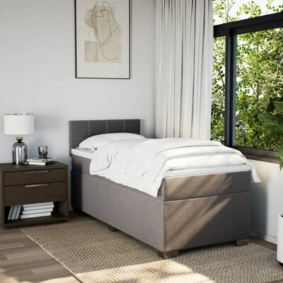 vidaXL Sommier à lattes de lit avec matelas Taupe 90x190 cm Tissu