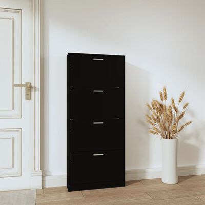 vidaXL Armoire à chaussures Noir 59x17x150 cm Bois d'ingénierie