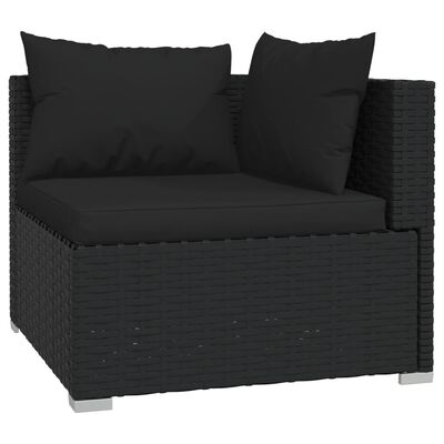 vidaXL Salon de jardin 11 pcs avec coussins Noir Résine tressée