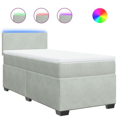 vidaXL Sommier à lattes de lit et matelas Gris clair 90x200 cm Velours