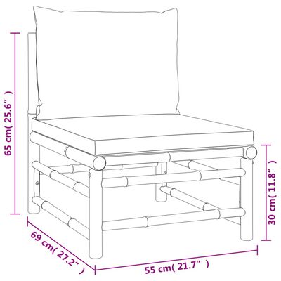 vidaXL Salon de jardin 3 pcs avec coussins vert bambou