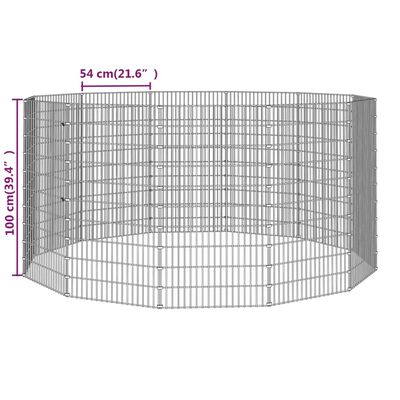 vidaXL Enclos d'animaux en liberté 12 panneaux 54x100 cm fer galvanisé