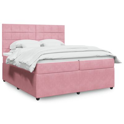 vidaXL Sommier à lattes de lit avec matelas Rose 200x200 cm Velours