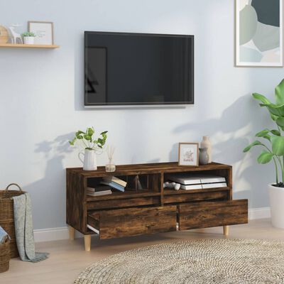 vidaXL Meuble TV chêne fumé 100x34,5x44,5 cm bois d'ingénierie