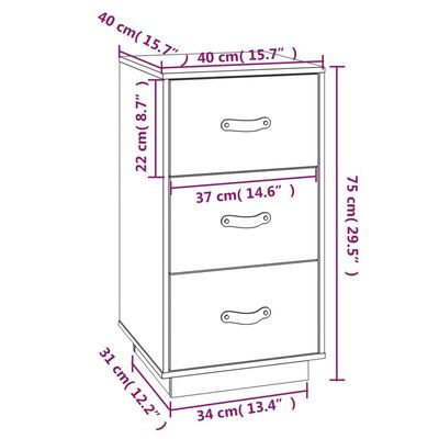  vidaXL Table de chevet Marron miel 40x40x75 cm Bois de pin solide