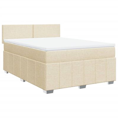 vidaXL Sommier à lattes de lit avec matelas Crème 140x190 cm Tissu